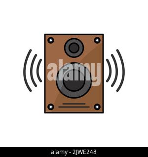 Icône Sound Box. Icône en rapport avec l'électronique, technologie. Style d'icône de couleur de ligne, coloré. Conception simple modifiable Illustration de Vecteur