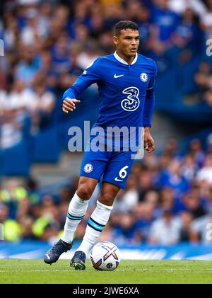 Thiago Silva de Chelsea en action pendant le match de la Premier League à Stamford Bridge, Londres. Date de la photo: Samedi 3 septembre 2022. Banque D'Images