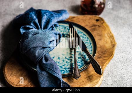 Vue en hauteur d'un endroit rustique sur un tapis de sol en bois Banque D'Images