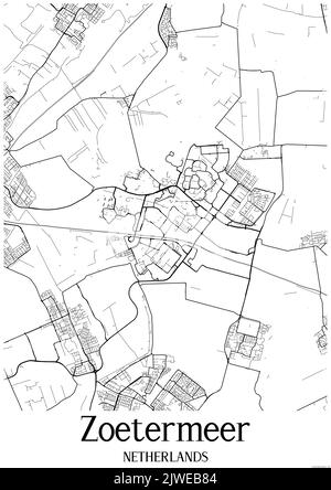 Carte urbaine en noir et blanc de zoetermeer Banque D'Images