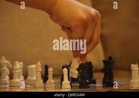 Les échecs sont joués sur le terrain de jeu des échecs. Banque D'Images