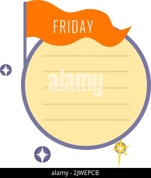 Modèle imprimable de l'espace horaire du vendredi pour les enfants Illustration de Vecteur