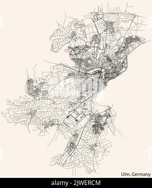 Carte des rues d'ULM, ALLEMAGNE Illustration de Vecteur