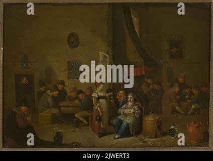 Scène de genre dans une taverne. Ravesteyn, Hubert van (1638-1683/1691), peintre Banque D'Images