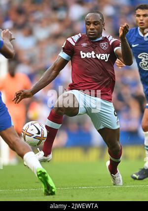 03 sept 2022 - Chelsea v West Ham United - Premier League - Stamford Bridge West Ham Michail Antonio pendant le match au Stamford Bridge photo : Mark pain / Alay Live News Banque D'Images