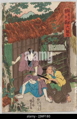 Samouraï Hayano Kampei retenu par son vieux père, de la série: “Kanadehon Chushingura”, scène de l'Acte VI Utagawa, Kunisada I (1786-1864), graphiste Banque D'Images