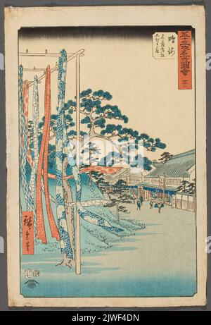 Narumi Station; imprimé de la série: Gojuran tsugi meisho zue (vues célèbres de 53 stations). Utagawa, Hiroshige I (1797-1858), graphiste Banque D'Images