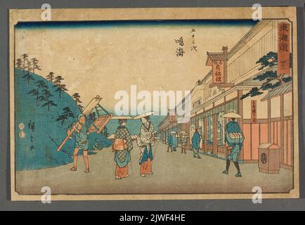 Narumi Station; imprimé de la série: Tokaido gojulan tsugi (53 stations du Tokaido; "Reisho Tokaido"). Utagawa, Hiroshige I (1797-1858), graphiste Banque D'Images