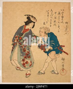 Courtesan et son coursier (Fugu-no bijin à kurage-no tomo), suribono. Shigenobu, Yanagawa (1787-1832), artiste graphique Banque D'Images