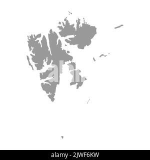 Svalbard, alias Spitzbergen, carte vectorielle silhouette solide Illustration de Vecteur