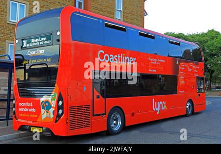 Coastliner bus, transports en commun, côte nord de Norfolk, lynx, Hunstanton, Norfolk, Angleterre Banque D'Images