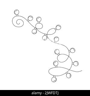 Guirlande de Noël guirlande de guirlande de guirlandes de Noël simple motif vectoriel dessiné à la main, image de contour pour les vacances d'hiver du nouvel an, motif des événements d'anniversaire Illustration de Vecteur