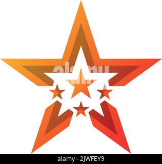 étoiles uniques avec dégradé jaune orange Illustration de Vecteur