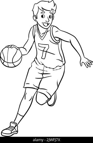 Page de coloriage isolée basket-ball pour enfants Illustration de Vecteur