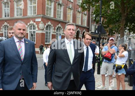 La course à la direction des Tory arrive à un chef et les députés et les membres du parti se réunissent au QEII Centre à Westminster le 5th septembre 2022 pour entendre le résultat. Banque D'Images