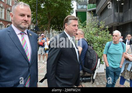 La course à la direction des Tory arrive à un chef et les députés et les membres du parti se réunissent au QEII Centre à Westminster le 5th septembre 2022 pour entendre le résultat. Banque D'Images