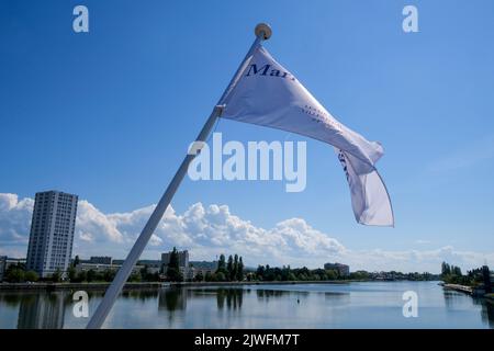 Lac Allier vu depuis le pont de l'Europe, Vichy, Allier, région DE L'AURA, centre de la France Banque D'Images