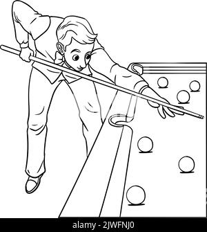 Snooker page de coloriage isolée pour enfants Illustration de Vecteur