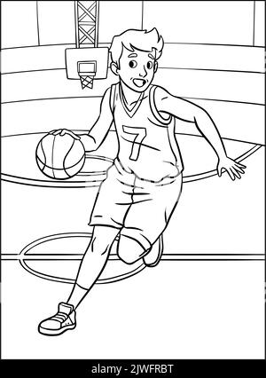 Page de coloriage basket-ball pour enfants Illustration de Vecteur