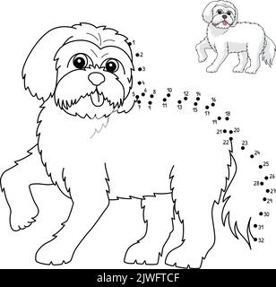 Page de coloriage isolé chien maltais point à point Illustration de Vecteur