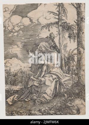 La Vierge à l'enfant béant dans un paysage. Altdorfer, Albrecht (vers 1480-1538), graphiste Banque D'Images