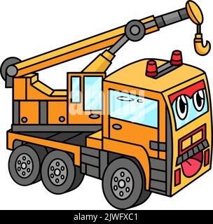 Grue avec un dessin de véhicule à visage Clipart de couleur Illustration de Vecteur