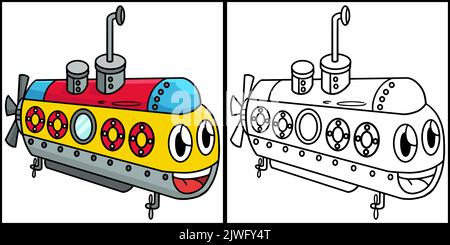 Illustration sous-marine avec coloration de face pour véhicule Illustration de Vecteur