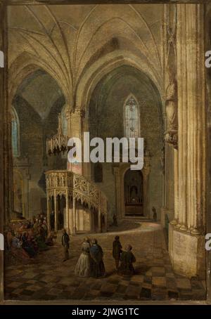 Intérieur de la cathédrale Saint-Jean à Varsovie. Zaleski, Marcin (1796-1877), peintre Banque D'Images