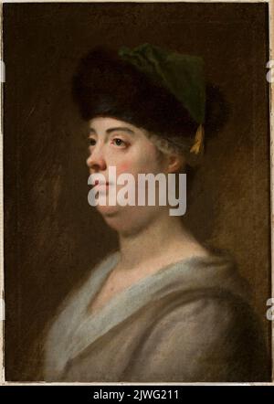 Portrait d'une femme en casquette fantaisie. Malarz francuski XVIII w., peintre Banque D'Images
