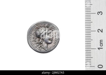 denarius. Curtius, Q. (fl. 116-115 a.C.), responsable monétaire, Silanus, M. (fl. 116-115 a.C.), responsable monétaire, Republika Rzymska, émetteur Banque D'Images