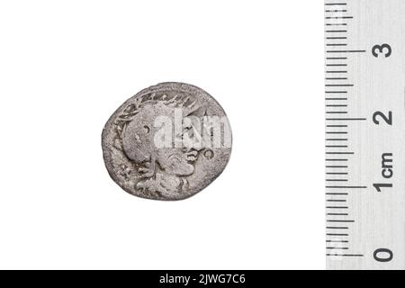 denarius. Curtius, Q. (fl. 116-115 a.C.), responsable monétaire, Silanus, M. (fl. 116-115 a.C.), responsable monétaire, Republika Rzymska, émetteur Banque D'Images