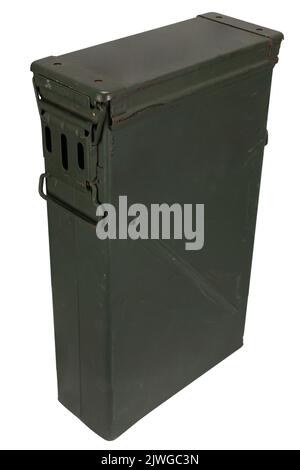 AMMO CAN pour 81mm mortiers de cartidge isolés sur fond blanc Banque D'Images