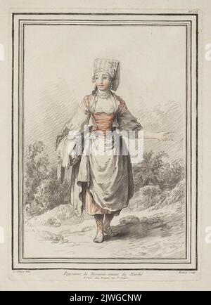 Paysanne de Moravie venant du marché. Bonnet, Louis Marin (1736-1793), graphiste, le Prince, Jean-Baptiste (1734-1781), rapporteur pour avis, caricaturiste Banque D'Images