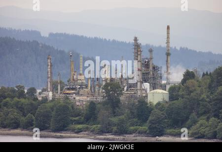 Industrie de la raffinerie de pétrole à Vancouver, Colombie-Britannique, Canada. Banque D'Images