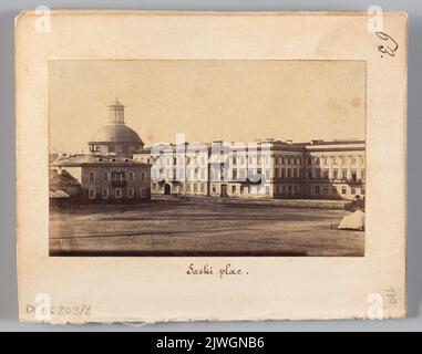 Varsovie. `la place Saxon' (vue de l'hôtel Europejski vers l'église évangélique de la confession d'Augsbourg). Beyer, Karol (1818-1877), photographe Banque D'Images