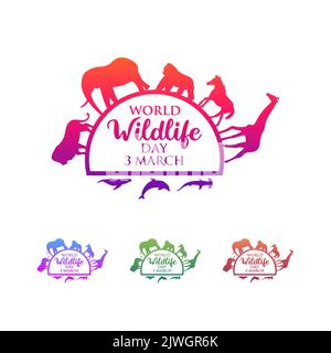 3 mars, modèle de logo de la Journée mondiale de la faune. Illustration vectorielle. Illustration de Vecteur