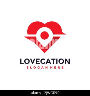 Modèle de logo Love Location. Concept de lieu préféré isolé avec un style plat icône moderne. Pointeur de carte créatif avec symbole de vecteur cardiaque. Illustration de Vecteur