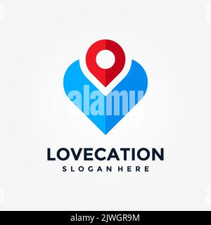 Modèle de logo Love Location. Concept de lieu préféré isolé avec un style plat icône moderne. Pointeur de carte créatif avec symbole de vecteur cardiaque. Illustration de Vecteur