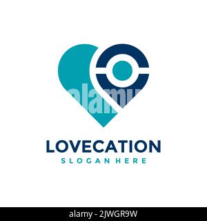 Modèle de logo Love Location. Concept de lieu préféré isolé avec un style plat icône moderne. Pointeur de carte créatif avec symbole de vecteur cardiaque. Illustration de Vecteur