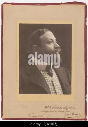 Portrait de Mario Ancona (1860-1931), chanteur italien (buste, vue de profil) - photo avec dévouement à Aleksander Rajchman de 11 novembre 1902. Nunes Vais, Mario (1856-1932), photographe Banque D'Images