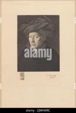 Portrait d'homme, preuve éditoriale. Jasiński, Feliks Stanisław (1862-1901), graphiste, Wittmann CH., Imprimerie, Paris (fl. Ca 1891-1907), atelier, Hauteoeur, Jules (fl. 1885-1902), éditeur, Eyck, Jan van (vers 1390-1441), peintre Banque D'Images