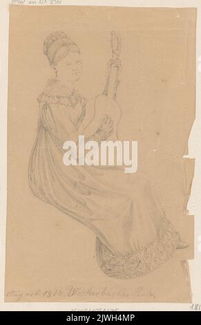 Jeune femme jouant de la guitare. Schadow, Albert Dietrich (1797-1869), dessinateur, dessinateur Banque D'Images