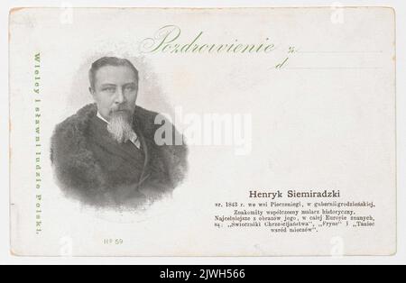 Carte postale du cycle 'Grand et célèbre peuple de Pologne' avec un portrait de Henryk Siemiradzki (1843-1902). Mieczkowski, Jan (Warszawa ; zakład fotograficzny ; ca 1850-ca 1914), studio photo, Casper, Arnold (fl. Ca 1898), éditeur Banque D'Images