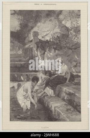 Reproduction d'une peinture: Henryk Siemiradzki (1843-1902), Lato [W kąpieli] [Summer [Bath]; de: «Biesiada Literacka» 1899, no 38 , p. 221. Bong, Richard (1853-1935), imprimerie, Biesiada Literacka (Warszawa ; czasopismo ; 1876-1917), éditeur Banque D'Images