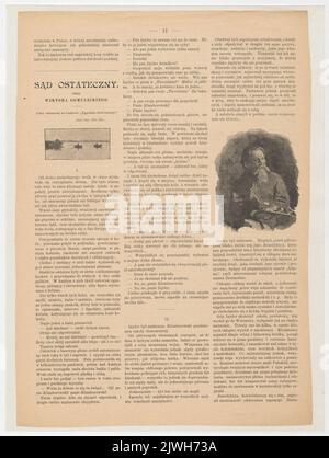 Reproduction du dessin: Władysław Podkowiński (1866-1895), illustration du roman 'ąd Ostateczny' [le jugement dernier] de Wiktor Gomulicki ; tiré de: 'Tygodnik Ilustrowany' 1888, no 262 (7 janvier), p. 12. Tygodnik Ilustrowany (Warszawa ; czasopismo ; 1859-1939), éditeur Banque D'Images