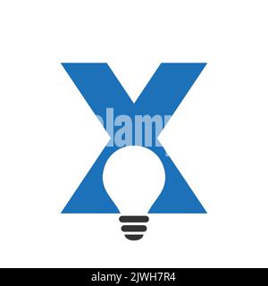 Logo électrique Letter X combiné avec modèle vectoriel d'icône d'ampoule électrique. Logo de l'ampoule symbole du signe Illustration de Vecteur