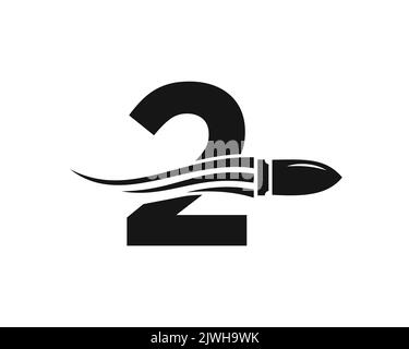 Lettre initiale 2 tir Bullet logo avec concept arme for Safety and protection Symbol Illustration de Vecteur