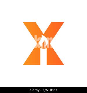 Logo de la bougie Letter X pour vecteur de symbole d'événement, de célébration et de fête Illustration de Vecteur