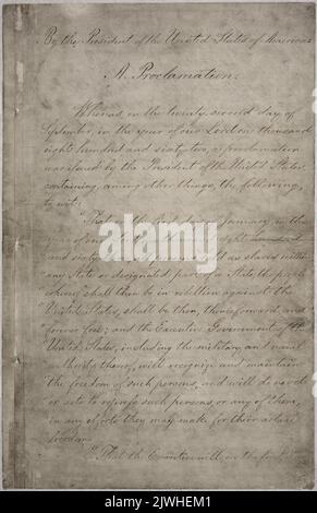 Le document original de cinq pages, rédigé à la main, de la Proclamation d'émancipation ((également connue sous le nom de Proclamation de liberté) et officiellement appelée Proclamation 95.). Dans ce document, Lincoln a déclaré que tous les esclaves sur les biens capturés à partir des États de conférence seraient libérés. Banque D'Images