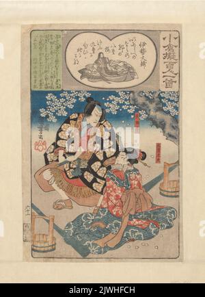 Courtesan Kokonoe et Yadahei; poème d'ISE-no Tayu; imprimé en 61 de la série: Ogura nazorae hyakunin isshu (imitations d'une centaine de poèmes par une centaine de poètes). Utagawa, Kuniyoshi (1798-1861), graphiste Banque D'Images